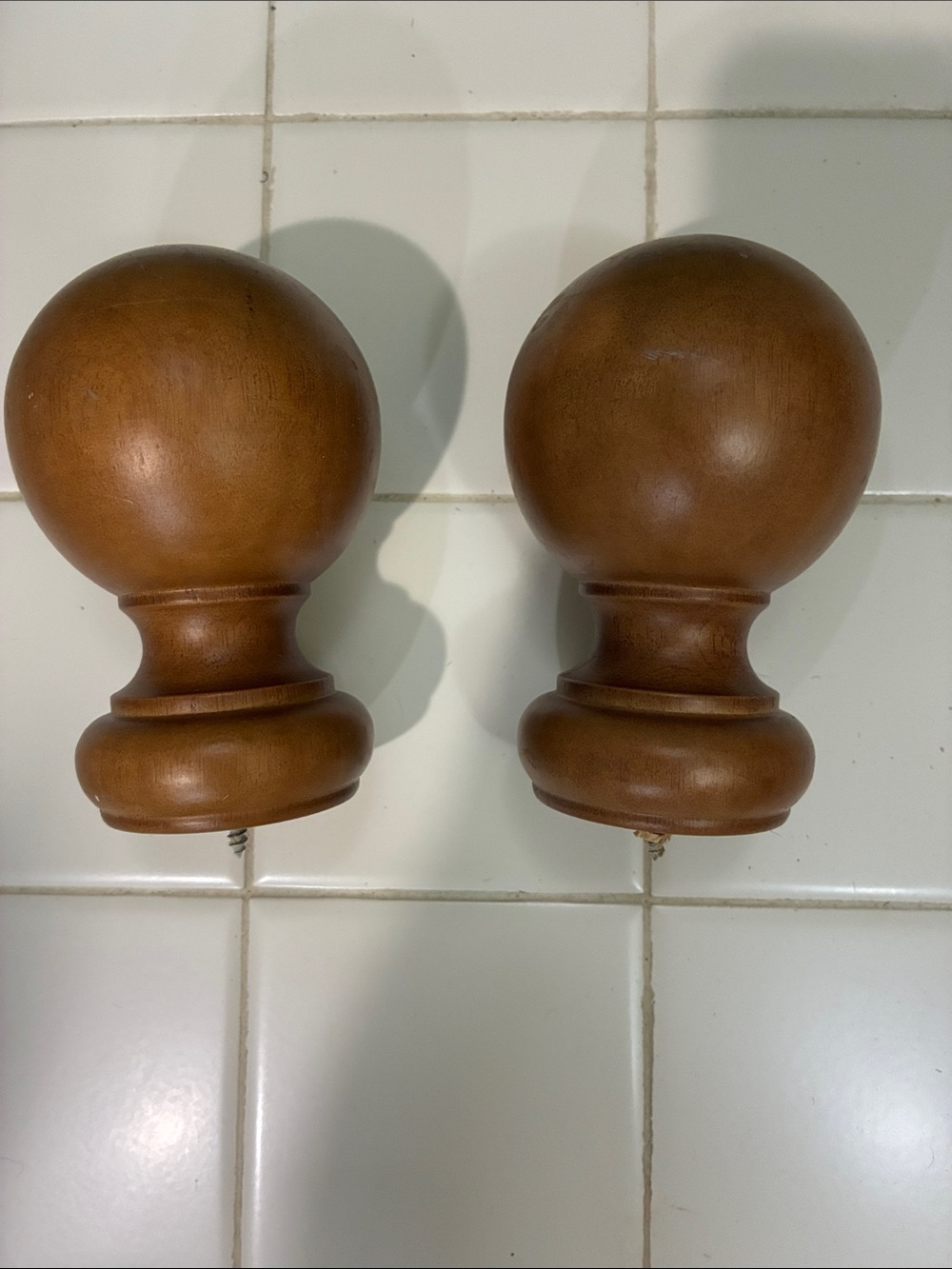 Wooden Decorative Wall Finials - Brown